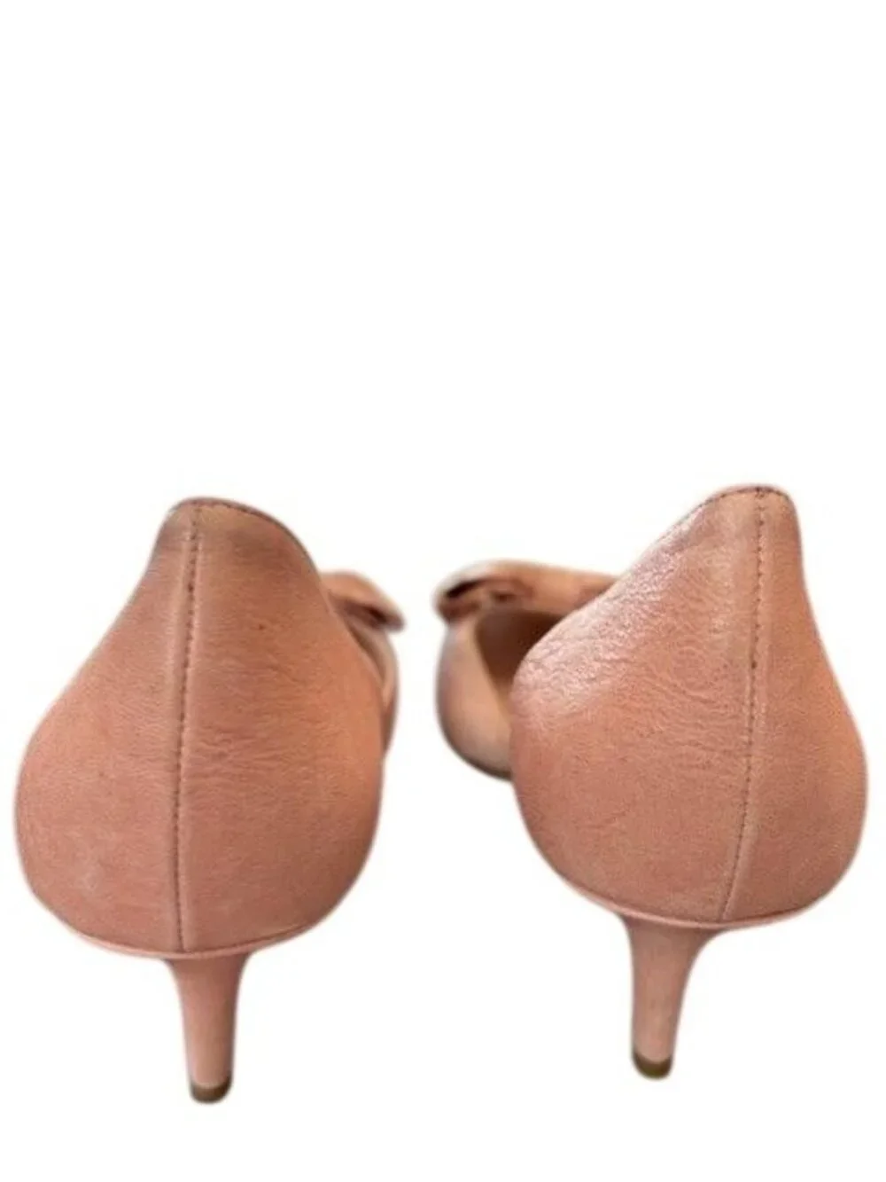 Red‎ Valentino Pink Leather Bow DOrsay Kitten Heel Pumps Size 38.5